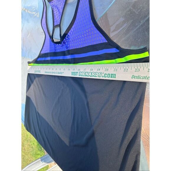 MTA Sport Women's Plus Size 2X Black Athletic Tank Top Purple Mesh Open Back - Picture 9 of 9